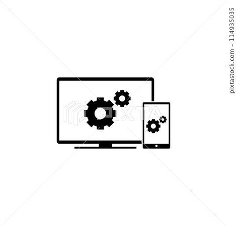 Settings Smartphone and PC, Repair Gear Flat Vector Icon 114935035