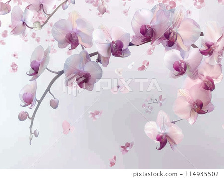 orchid flowers on a white background orchid flowers on a white background 114935502