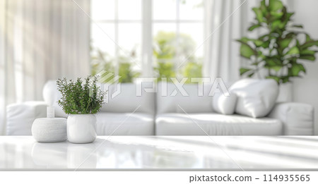 White table top on blur kitchen room background,Modern white White table top on blur kitchen room background,Modern white 114935565