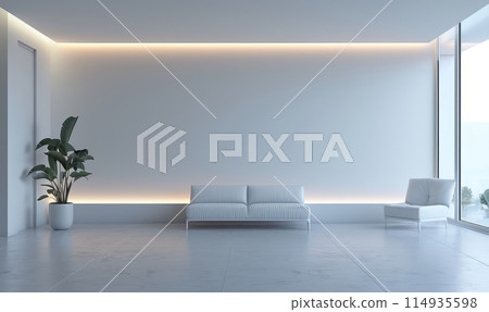 interior living room minimalism design white color, biophilic design 114935598
