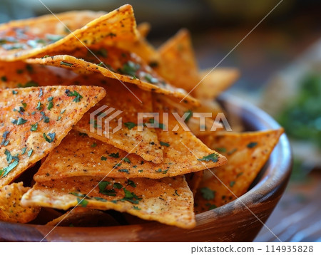 Tortilla Chips with Salsa Dip: Appetizing Mexican Snack Tortilla Chips with Salsa Dip: Appetizing Mexican Snack 114935828