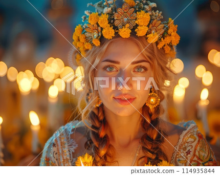 Independence Day of Ukraine with beautiful woman Independence Day of Ukraine with beautiful woman 114935844