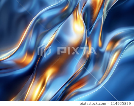 Minimalism abstract background showing blue and gold waves, metallic feel, Minimalism abstract background showing blue and gold waves, metallic feel, 114935859