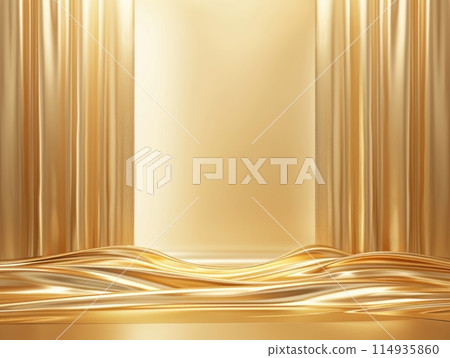 A golden background with a soft gradient, featuring two vertical columns on the left and right sides, creating an elegant display for product presentation. A golden background with a soft gradient, featuring two vertical columns on the left and right sides, creating an elegant display for product presentation. 114935860
