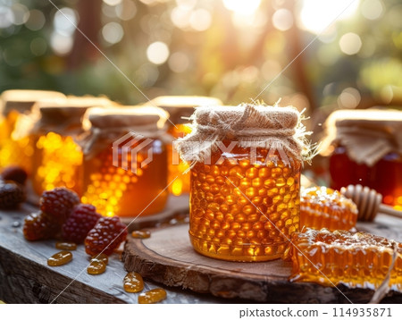Honey in jar is Delicious and Sustainable Environmentally-friendly-food-production 114935871