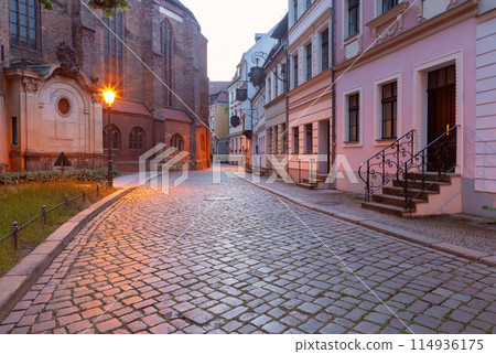 The old historic Berlin quarter Nikolaivirtel at dawn. The old historic Berlin quarter Nikolaivirtel at dawn. 114936175