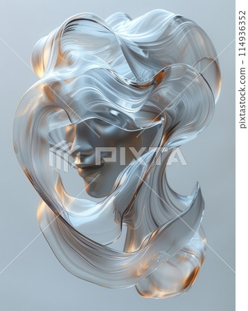 Abstract shape in silver and gray Glass morphism style, Abstract shape in silver and gray Glass morphism style, 114936352