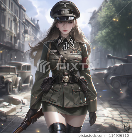 Japanese woman in German military uniform 114936510