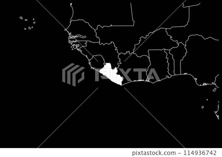 Liberia map africa black background 114936742
