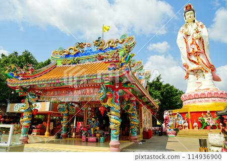 Beautiful scenery at Wat Saman Rattanaram, famous for its Pink Ganesha statue 114936900