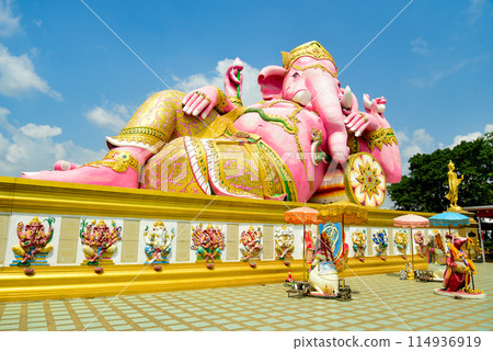 Beautiful scenery at Wat Saman Rattanaram, famous for its Pink Ganesha statue 114936919
