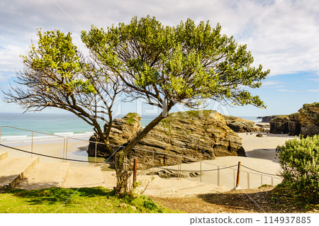 Ocean at low tide. Cathedrals Beach in Galicia Spain. 114937885