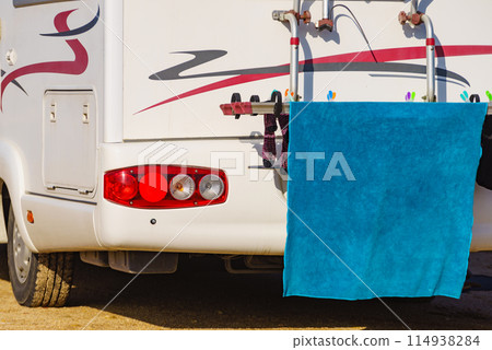 Caravan with clothes to dry Caravan with clothes to dry 114938284