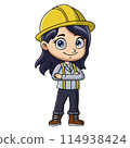Cute girl carton wearing costume builder 114938424