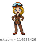 Cute girl carton wearing costume pilot 114938426