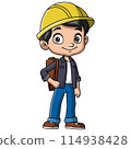 Cute boy carton wearing costume builder 114938428