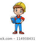Cute boy carton wearing costume builder 114938431