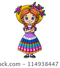 Cute girl cartoon wearing costume mexico 114938447