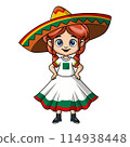Cute girl cartoon wearing costume mexico 114938448