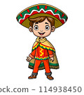 Cute boy cartoon wearing costume mexico 114938450