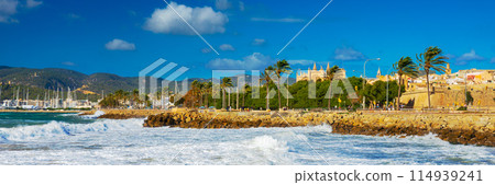 Panoramic view of Palma de Majorca, Mallorca Balearic Islands, Mediterranean Sea. Spain Panoramic view of Palma de Majorca, Mallorca Balearic Islands, Mediterranean Sea. Spain 114939241