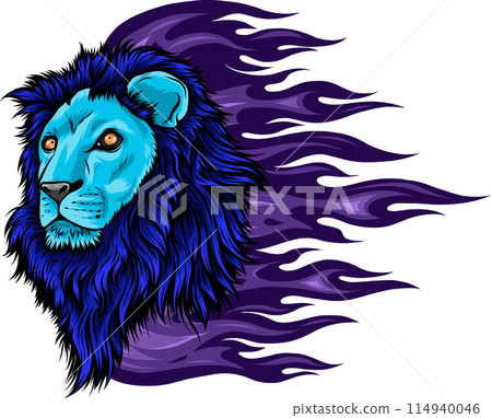 Lion head colorful hand draw vector illustration 114940046