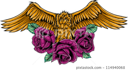 hand draw of eagle vector illustration design 114940068