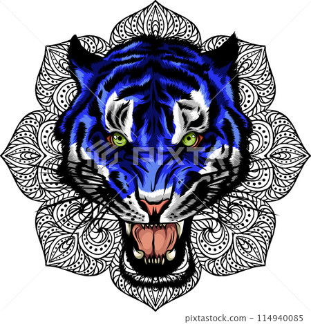 tiger head in detailed style vector illustration design 114940085