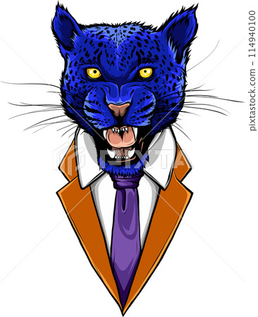 Leopard head in vector, Panthera pardus, big cat, wild animal 114940100