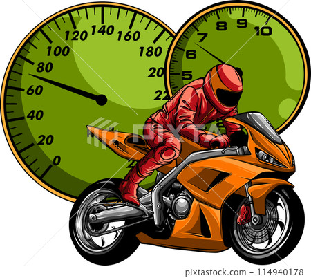 sportbike racer riding fast vector illustration design 114940178