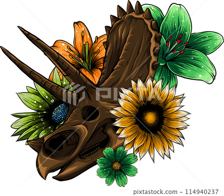 skull of triceratops dinosaur. vector illustration design 114940237