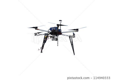 New drone quadcopter with digital camera isolated on white background 114940333