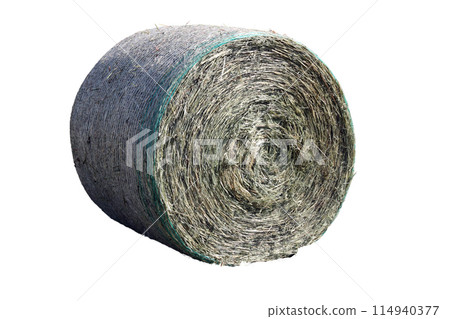 Dryround bale hay isolated on white background 114940377