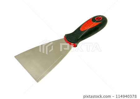 Metal red spatula isolated on a white background 114940378