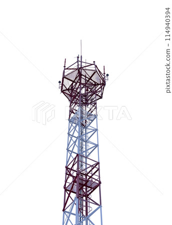Cell phone tower isolated white background Cell phone tower isolated white background 114940394