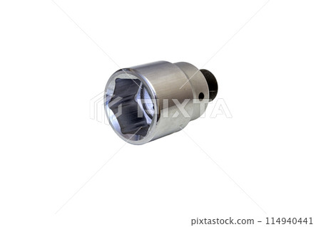 Stainless steel hex sockets for Torque Wrench isolated on a white background Stainless steel hex sockets for Torque Wrench isolated on a white background 114940441