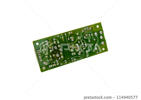 Printed circuit board isolated on white background 114940577