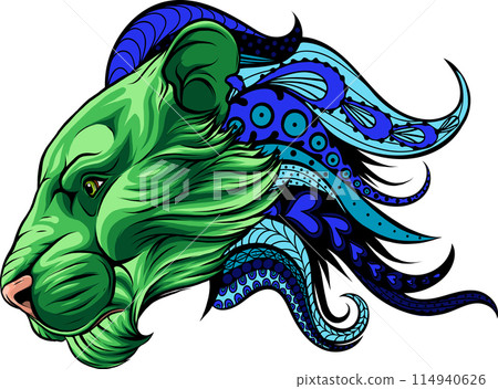 Lion head colorful hand draw vector illustration 114940626