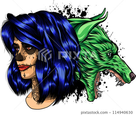 colored wolf head mascotn vector illustration design colored wolf head mascotn vector illustration design 114940630