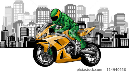 sportbike racer riding fast vector illustration design sportbike racer riding fast vector illustration design 114940638