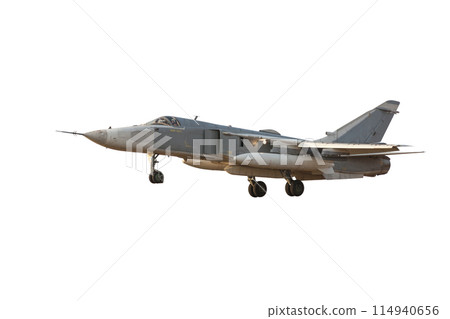 Soviet strategic bomber Sukhoi Su-24 isolated on white background Soviet strategic bomber Sukhoi Su-24 isolated on white background 114940656