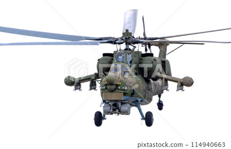 Mil Mi-28N attack helicopter of russian air force isolated on white background Mil Mi-28N attack helicopter of russian air force isolated on white background 114940663