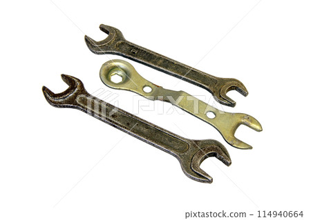 Double open end wrench isolated on a white background Double open end wrench isolated on a white background 114940664
