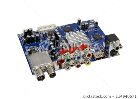 Printed circuit board isolated on white background Printed circuit board isolated on white background 114940671