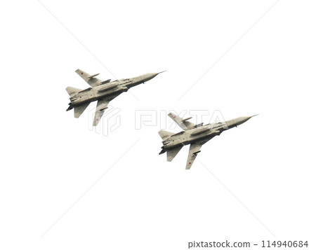 Soviet strategic bomber Sukhoi Su-24 isolated on white background Soviet strategic bomber Sukhoi Su-24 isolated on white background 114940684