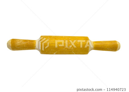 Wooden rolling pin isolated on white background Wooden rolling pin isolated on white background 114940723