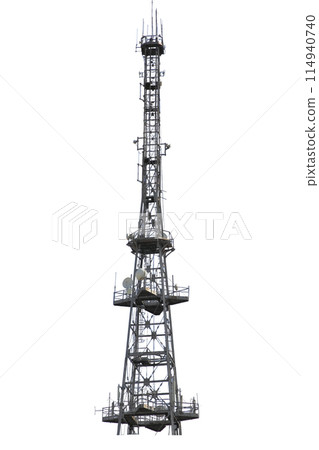 Cell phone tower isolated white background 114940740