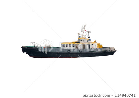 Fishing boat side view isolated on white background 114940741