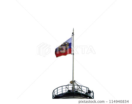 The Grand Kremlin Palace Russian flag isolated on white background The Grand Kremlin Palace Russian flag isolated on white background 114940834