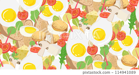 Ingredients set to create sandwiches seamless vector Ingredients set to create sandwiches seamless vector 114941089